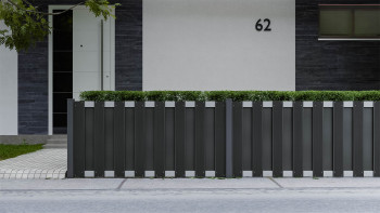 planeo Gardence Premade - BPC-Gartenzaun Vorgartenzaun Anthrazit mit EV1 Silber Querriegel 180 x 90cm