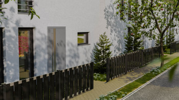 planeo Gardence Premade - BPC-Gartenzaun Vorgartenzaun Anthrazit mit EV1 Silber Querriegel 180 x 90cm