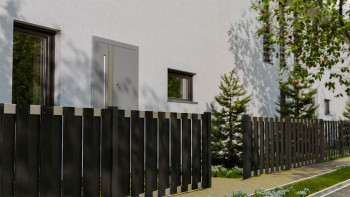 planeo Gardence Premade - BPC-Gartenzaun Vorgartenzaun Anthrazit mit EV1 Silber Querriegel 180 x 90cm