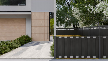 planeo Gardence Premade - BPC-Gartenzaun Vorgartenzaun Anthrazit mit EV1 Silber Querriegel 180 x 90cm