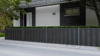 planeo Gardence Premade - BPC-Gartenzaun Vorgartenzaun Anthrazit mit DB703 Anthrazit Querriegel 180 x 90cm