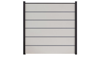planeo Gardence Simply Premium - PVC-Steckzaun Weiss mit Lisenen in Anthrazit 180 x 180 cm