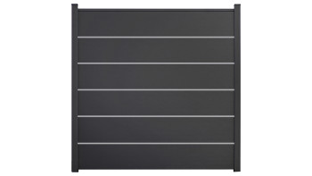 planeo Gardence Simply Premium - PVC-Steckzaun Anthrazitgrau mit Lisenen in Anthrazit 180 x 180 cm