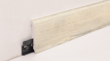 planeo Sockelleiste SolutionX 2in1 - 2400 x 14 x 58 mm Eiche Cremeweiß (SL0074)