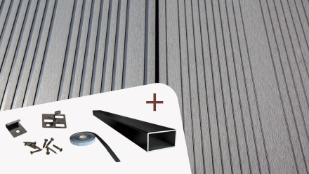 Komplett-Set TITANWOOD XL-Diele grau Rillenstruktur