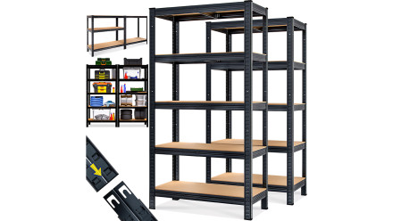 Schwerlastregal 2er-Set - 180 x 90 x 40 cm Schwarz pulverbeschichtet