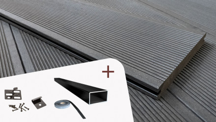 Komplett-Set planeo ECO-Line Massiv dunkelgrau Rillenstruktur