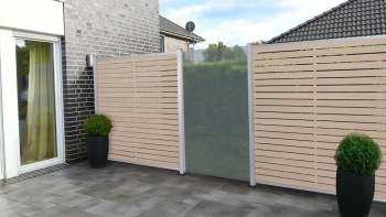 planeo TerraWood - LUXE BPC Rhombus Steckzaun-Set Sand - 7 Lamellen