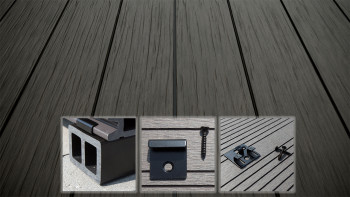 planeo AntikWood WPC-Terrasse Komplett-Set Massivdiele - Anthrazitgrau antik gealtert