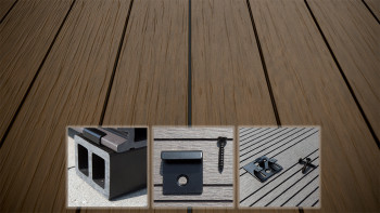 planeo AntikWood WPC-Terrasse Komplett-Set Massivdiele - Braun antik gealtert