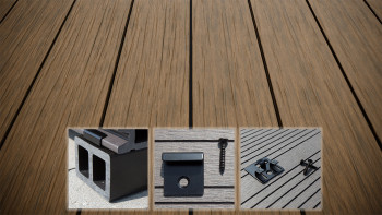 planeo AntikWood WPC-Terrasse Komplett-Set Massivdiele - Hellbraun antik gealtert