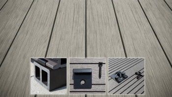 planeo AntikWood WPC-Terrasse Komplett-Set Massivdiele - Steingrau antik gealtert