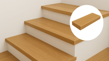 planeo Blockstufe Gerade 40mm Tischlerplatte + Vinyl | Dekor und Abmessung individuell wählbar