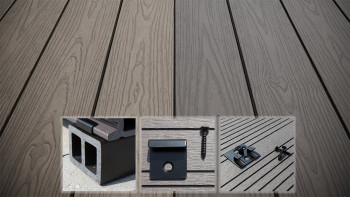 planeo CoEXWood WPC-Terrasse Komplett-Set Massivdiele - Anthrazitgrau/Graubraun strukturiert