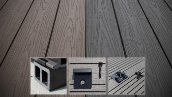 planeo CoEXWood WPC-Terrasse Komplett-Set Massivdiele - Grau/Zement strukturiert