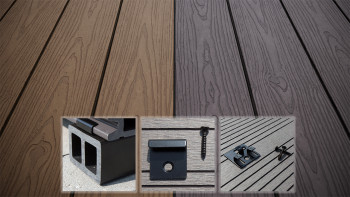 planeo CoEXWood WPC-Terrasse Komplett-Set Massivdiele - Hellbraun/Dunkelbraun strukturiert