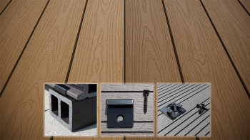 planeo CoEXWood WPC-Terrasse Komplett-Set Massivdiele - Sand/Karamell strukturiert