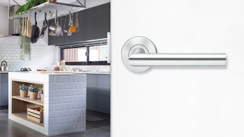 Drücker E300B Edelstahl matt - Bad mit Kliprosetten 1