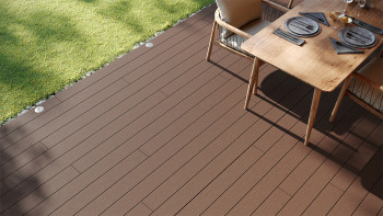 planeo LineWood WPC Terrassendiele Massiv - Dunkelbraun 3m gerillt/genutet
