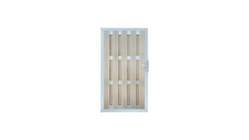 planeo Gardence Premade - BPC-Tor DIN Links BiColor Sand 100 x 180 x 4,0cm - Rahmen Silber