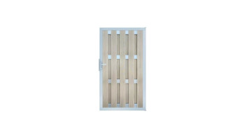 planeo Gardence Premade - BPC-Tor DIN Rechts BiColor Sand 100 x 180 x 4,0cm - Rahmen Silber