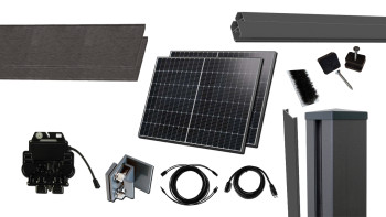 planeo Solarzaun Komplett Set Hochformat 2061 mm Höhe x 2554 mm Breite Anthrazitgrau zum Einbetonieren