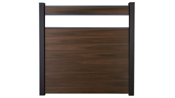 planeo Gardence Strong - BPC-Steckzaun Glas Satiniert Walnuss co-ex 180 x 180 cm