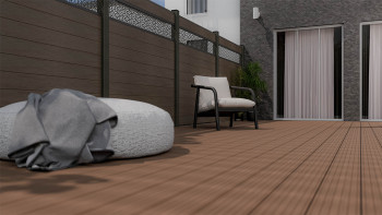 planeo Gardence Strong - BPC-Steckzaun Leafs Walnuss co-ex 180 x 180 cm