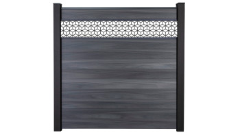 planeo Gardence Strong - BPC-Steckzaun Cube Steingrau co-ex 180 x 180 cm
