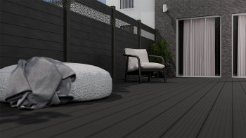 planeo Gardence Strong - BPC-Steckzaun Leafs Steingrau co-ex 180 x 180 cm