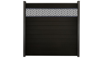 planeo Gardence Strong - BPC-Steckzaun Leafs Schwarz co-ex 180 x 180 cm