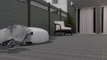 planeo Gardence Strong - BPC-Steckzaun Leafs Grau 180 x 180 cm
