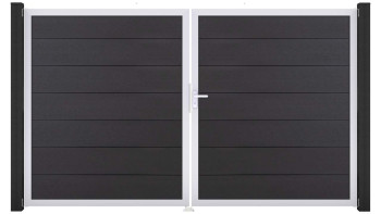planeo Gardence Strong XL - BPC-Tor - DIN Rechts 2-flügelig Anthrazitgrau mit Silber-Alurahmen 