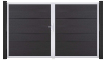 planeo Gardence Strong XL - BPC-Tor - DIN Links 2-flügelig Anthrazitgrau mit Silber-Alurahmen 
