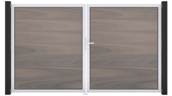planeo Gardence Strong XL - BPC-Tor - DIN Rechts 2-flügelig Bi-Color co-ex mit Silber-Alurahmen 