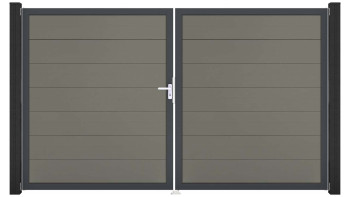 planeo Gardence Strong XL - BPC-Tor - DIN Links 2-flügelig Grau mit Anthrazit-Alurahmen 