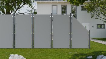 planeo Gardence Resistant - HPL-Sichtschutzzaun Hochkant Uni Grau 90 x 180cm