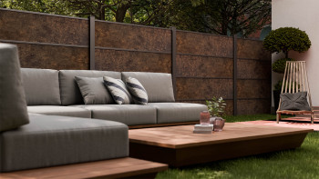 planeo Gardence Resistant - HPL-Steckzaun Rostoptik 180 x 183 cm