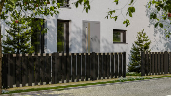 planeo Gardence Premade - BPC-Gartenzaun Vorgartenzaun Anthrazit mit EV1 Silber Querriegel 180 x 90cm