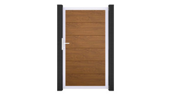 planeo Gardence Simply - PVC-Universaltor Golden Oak mit Alu-Rahmen in Silber | EV1 100 x 180 cm