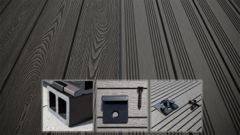planeo SolidWood WPC-Terrasse Komplett-Set Massivdiele - Dunkelgrau französisch/strukturiert