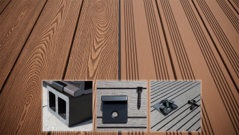 planeo SolidWood WPC-Terrasse Komplett-Set Massivdiele - Hellbraun französisch/strukturiert