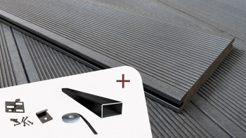 Komplett-Set planeo ECO-Line Massiv dunkelgrau Rillenstruktur