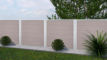 planeo Gardence Guard - BPC-Gartenzaun Quadratisch Bi-Color mit Alu-Rahmen in Silber