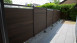 planeo Solid - Gartenzaun Designblende Glas15 Walnuss co-ex